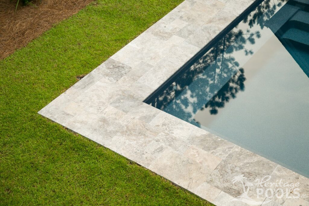 Silver Travertine Coping, pool coping, what is pool coping